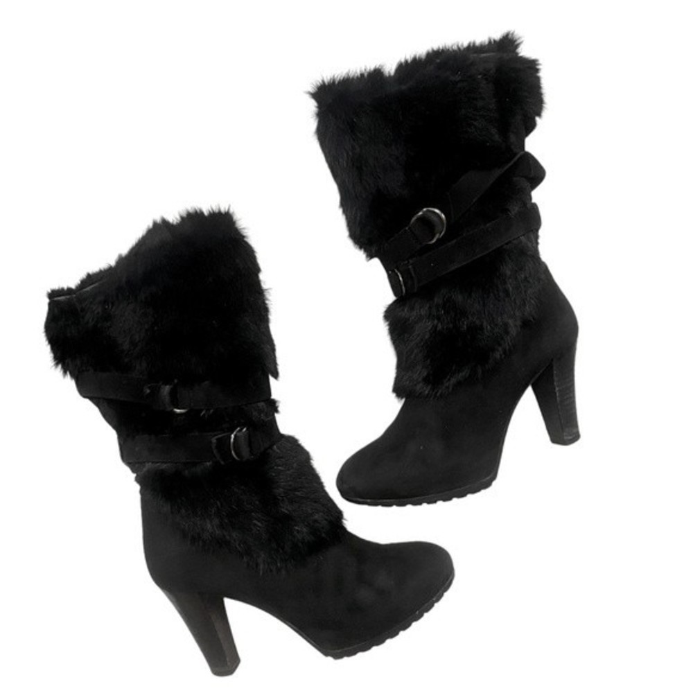AQUATALIA Black Strap Fur Heeled Boots 🖤